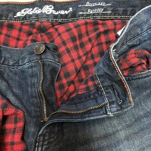 Eddie Bauer Boyfriend Flannel-Lined Jeans size 10.